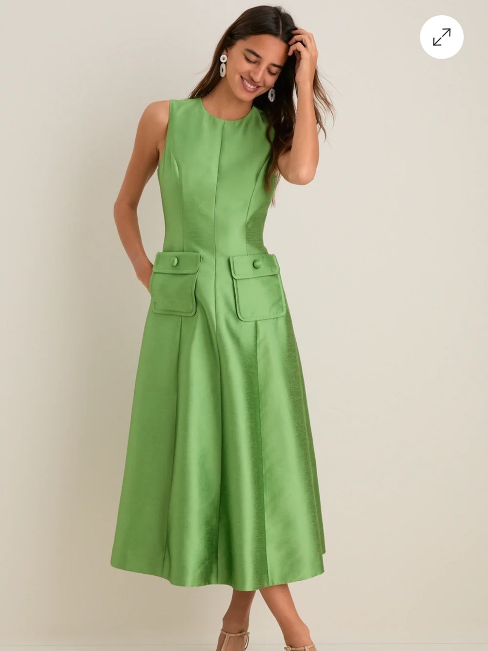 Tuckernuck Pistachio Dupioni Helene Midi Dress